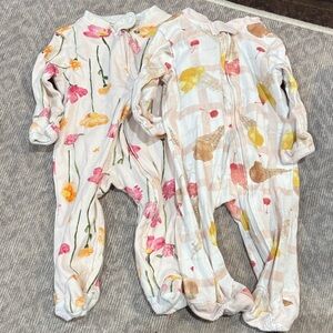 Burt's Bees Floral and Ice Cream Print Kids Footies